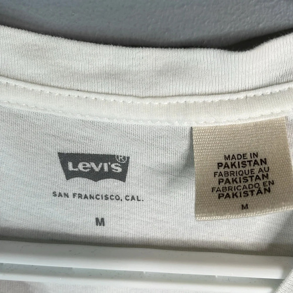 LEVIS White Red Tab Graphic Logo Crewneck T-Shirt Short Sleeve Cotton M - Picture 8 of 11